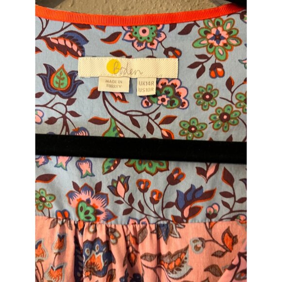 Boden Maxi Dress 10 R Cotton Colorful Smocked Pockets Short Sleeve Washable NEW - Picture 9 of 13